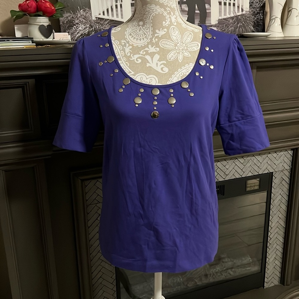 • Nine West Seperates purple shirt with metal detailing, M •